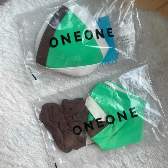 NWT OneOne Swimwear Bikini SET Kiwi Nellie Kameron Jesse New Collab Green Brown - Picture 5 of 7